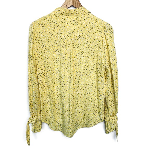 Maeve By Anthropologie Size 6 Blithe Button-Up Collared Top Tie Cuff Yellow - Picture 2 of 11